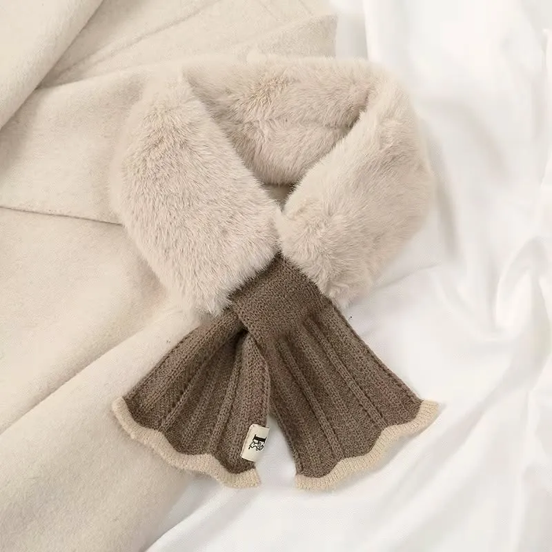 Kaninchenfell-Schal für Damen, Winter, Hochzeit, Party, Halswickel, warm, doppelseitig, formell, lässig, Halstuch  aus Kunstpelz mit Loophole, Farbe Khaki